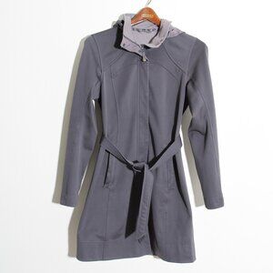 Lululemon Hooded Softshell Longline Jacket Coat Belted Full Zip Gray Size 4